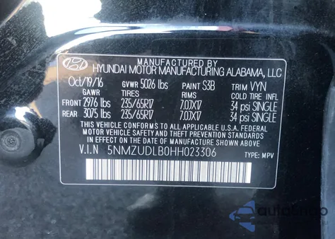 2017 Hyundai Santa Fe Sport z USA, uszkodzony, nr VIN 5NMZUDLB0HH023306